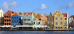 Facades of Handelskade, Willemstad, Curaçao - February 2020